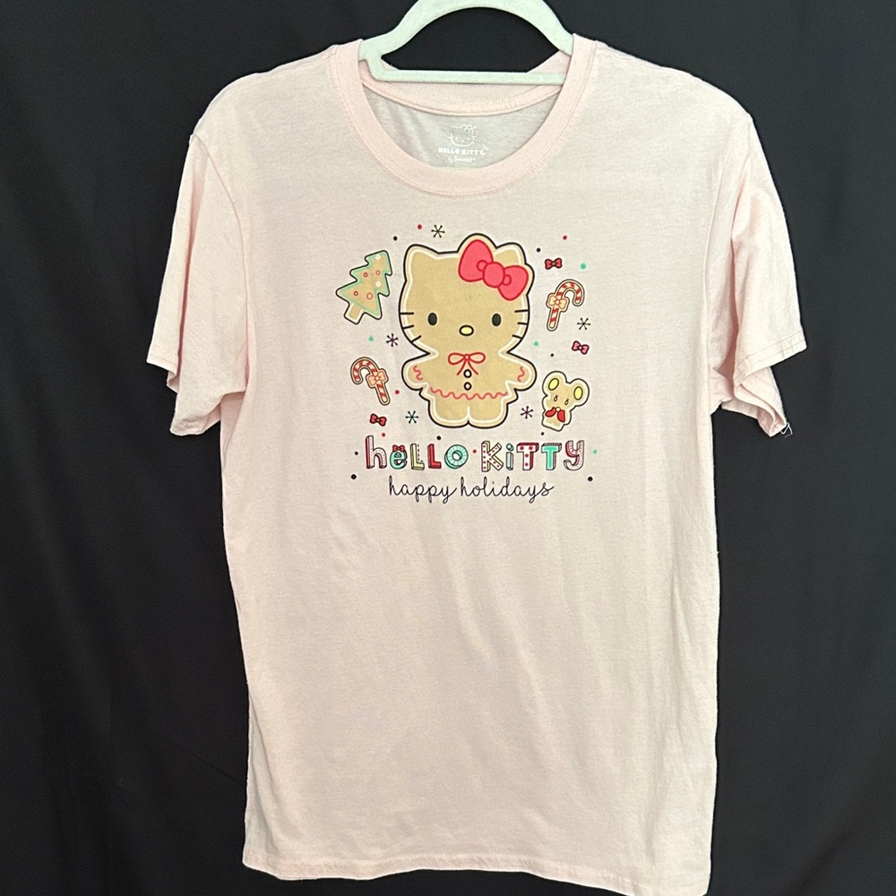 Hello Kitty Pink Holiday Graphic Tee with Festive Print